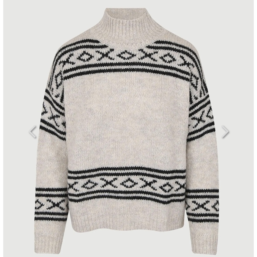 Hartford Ecru Triko Kazak Fairisle Pullover Mock Neck Pullover Sweater Size 1, S